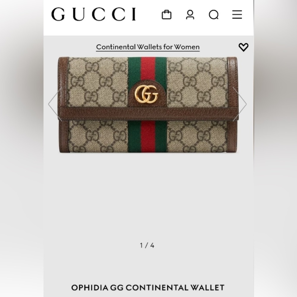 Gucci Ophidia Continental Wallet GG Supreme Canvas Beige Brown - Picture 2 of 10